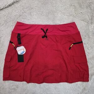 MIVEI Women's Hiking Cargo Golf Skort UPF 50+ High Waist Quick Dry Size 2XL Red